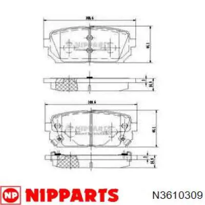 Задні гальмівні колодки Nipparts N3610309 ціна, від 16.23 USD