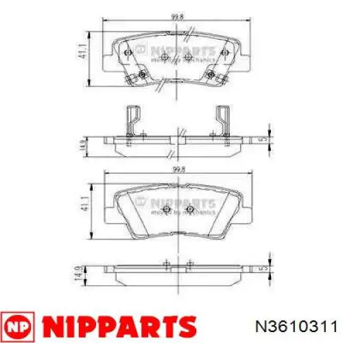 Купити N3610311 Nipparts Задні колодки