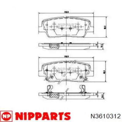 Купити N3610312 Nipparts Задні колодки
