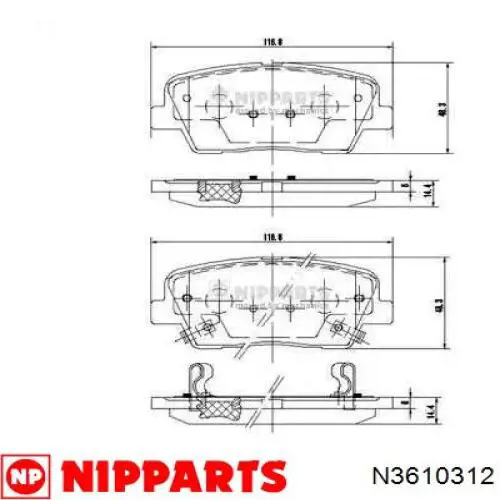 Задні гальмівні колодки Nipparts N3610312 ціна, від 19.45 USD