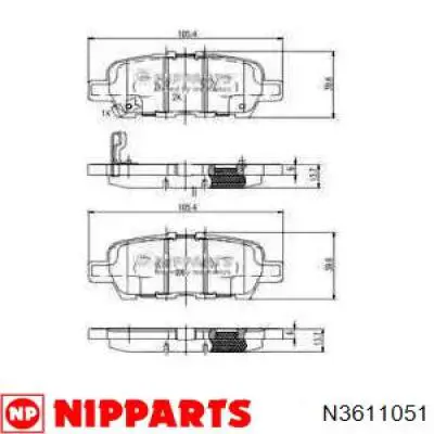 N3611051 Nipparts колодки гальмові задні, дискові