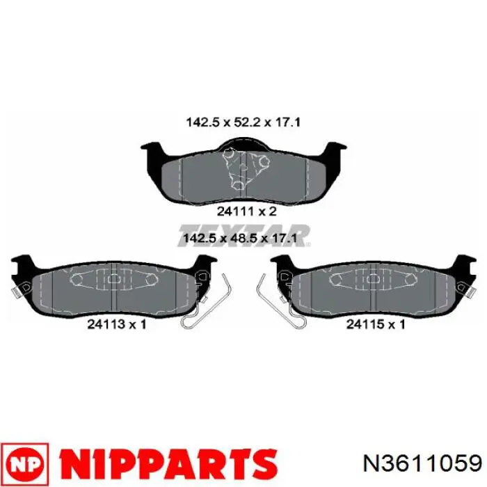 Колодки гальмові задні, дискові N3611059 Nipparts