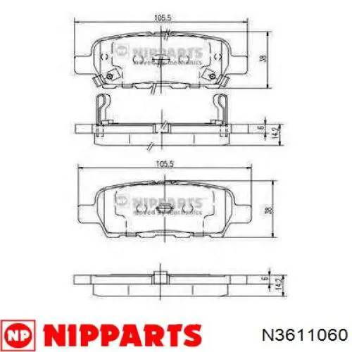 Задні гальмівні колодки Nipparts N3611060 ціна, від 24.66 USD
