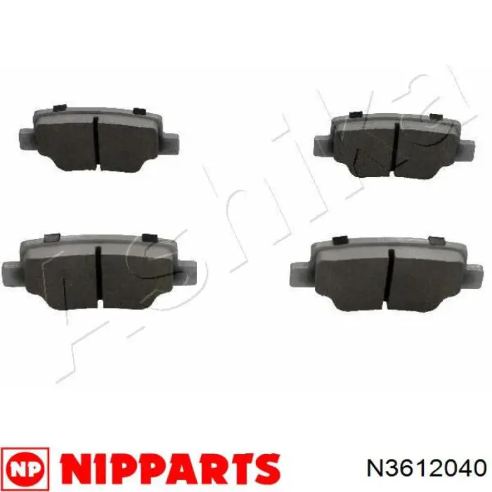 Задні гальмівні колодки Nipparts N3612040 ціна, від 26.58 USD
