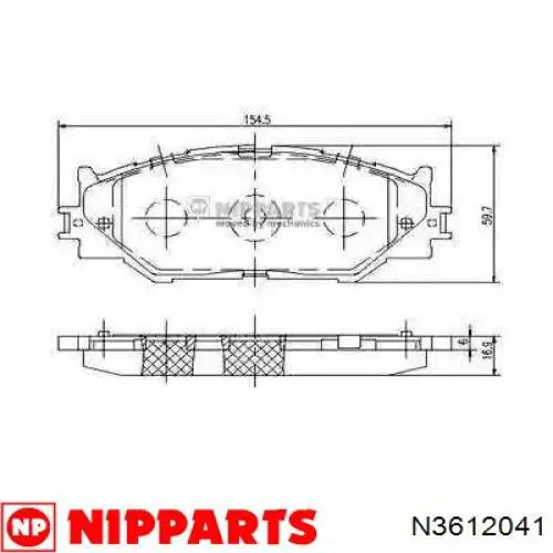 Задні гальмівні колодки N3612041 Nipparts