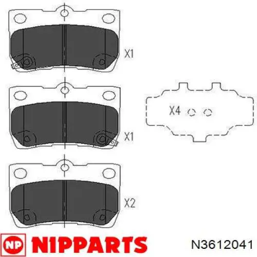 N3612041 Nipparts Колодки гальмівні задні, дискові
