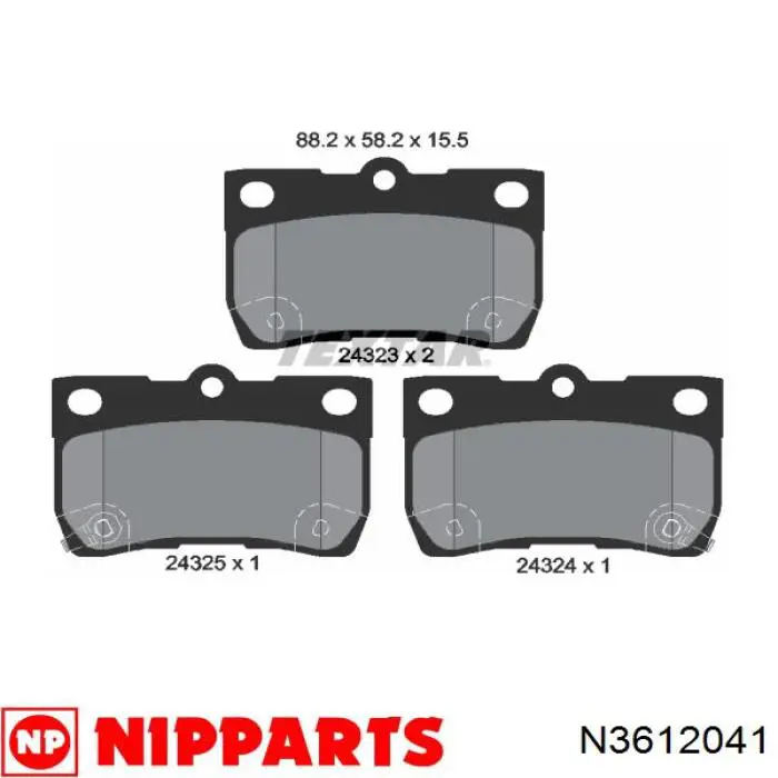 Задні гальмівні колодки Nipparts N3612041 ціна, від 20.40 USD