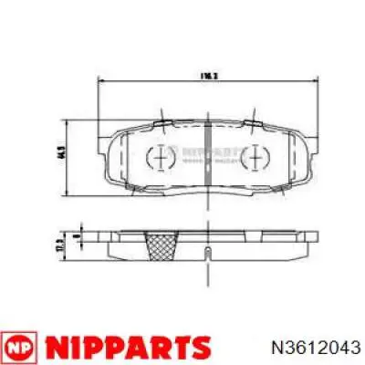 Колодки гальмові задні, дискові N3612043 Nipparts