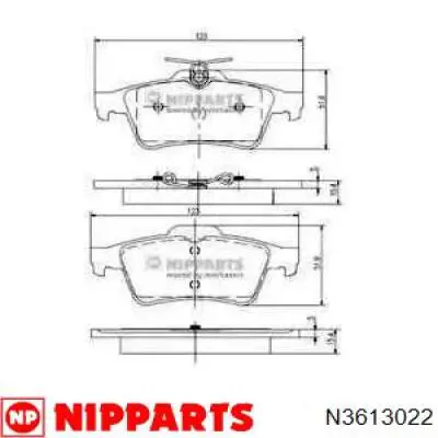 Купити N3613022 Nipparts Задні колодки