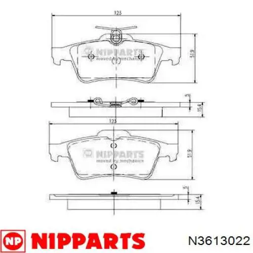 Задні гальмівні колодки Nipparts N3613022 ціна, від 21.82 USD