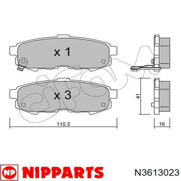 N3613023 Nipparts Колодки гальмівні задні, дискові