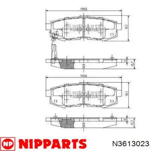 N3613023 Nipparts колодки гальмові задні, дискові