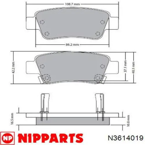Купити N3614019 Nipparts Задні колодки