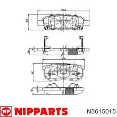 N3615015 Nipparts колодки гальмові задні, дискові