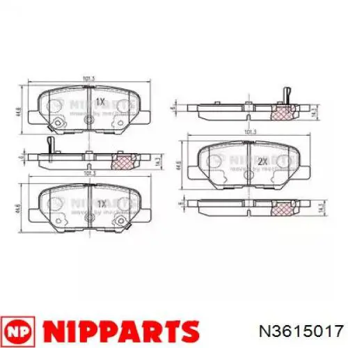 Задні гальмівні колодки Nipparts N3615017 ціна, від 17.74 USD