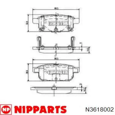 Купити N3618002 Nipparts Задні колодки