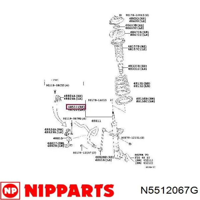 Купити N5512067G Nipparts Амортизатор передній, правий