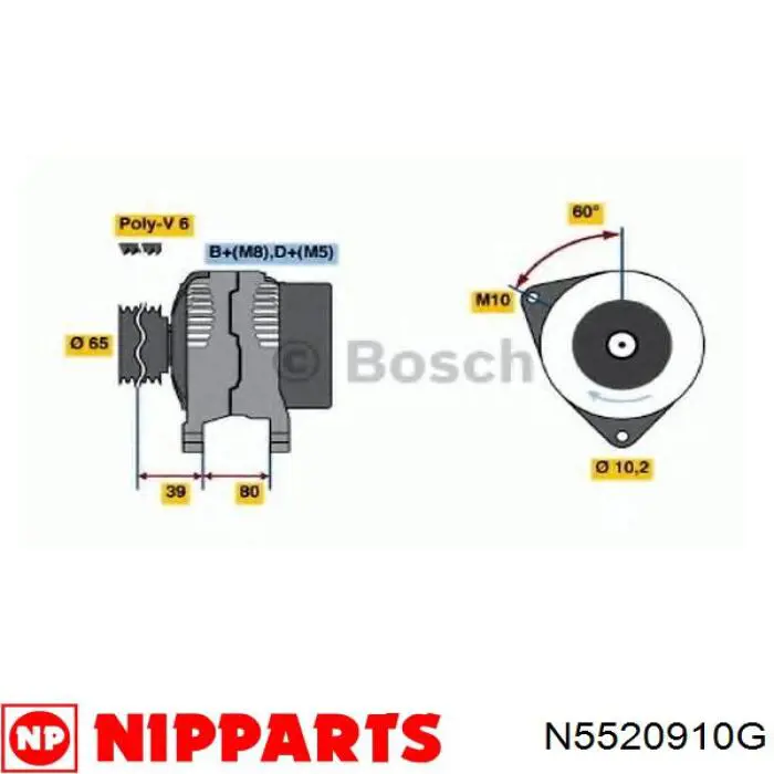 Купити N5520910G Nipparts Стійка амортизатора задня