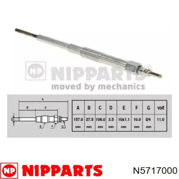 Свіча накалу Nipparts N5717000 ціна, від 18.59 USD