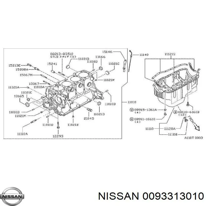 Заглушка ГБЦ/блоку циліндрів Nissan/Infiniti 0093313010 ціна, від 1.15 USD