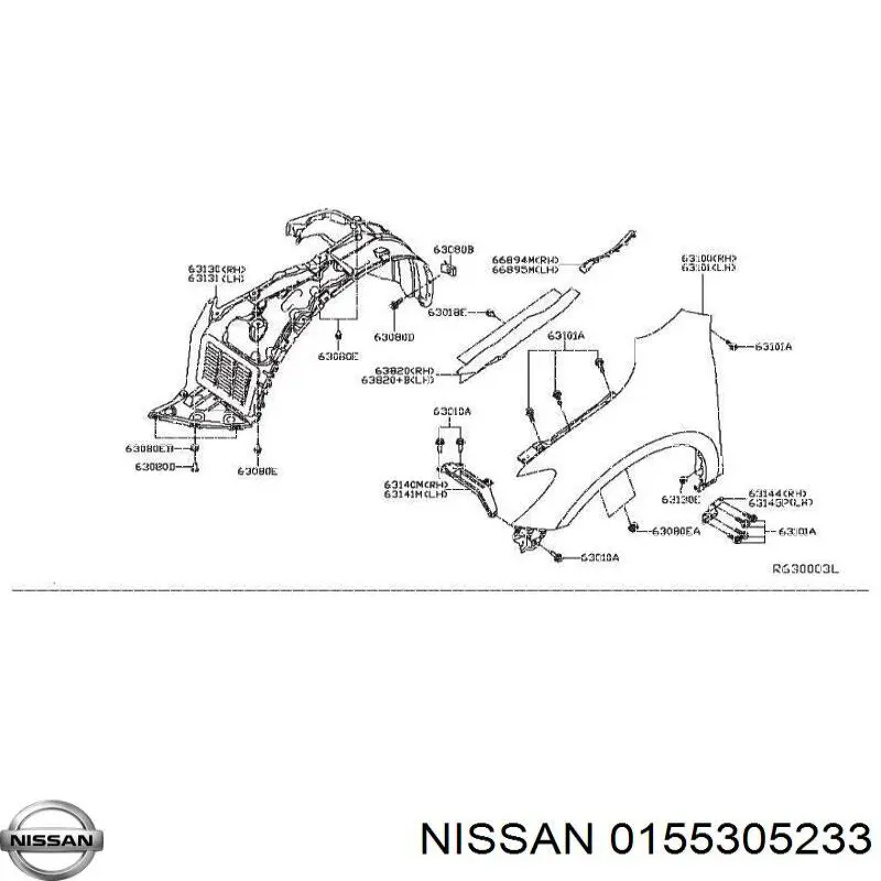 Пістон (кліп) кріплення підкрилки переднього крила Nissan/Infiniti 0155305233 ціна, від 0.90 USD