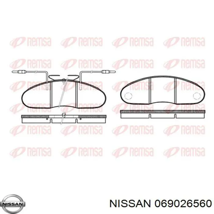 Колодки гальмівні передні, дискові 069026560 Nissan