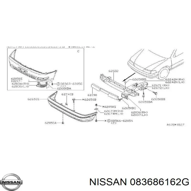  Nissan/Infiniti 083686162G ціна, від 1.28 USD