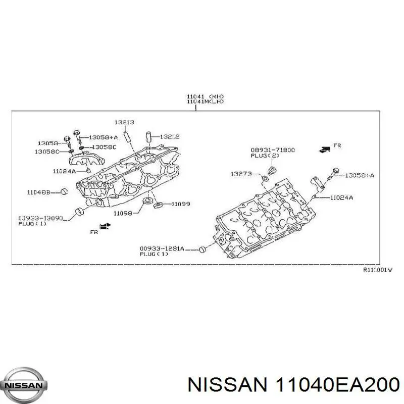Головка блока циліндрів (ГБЦ), права Nissan/Infiniti 11040EA200 ціна, від 820.44 USD