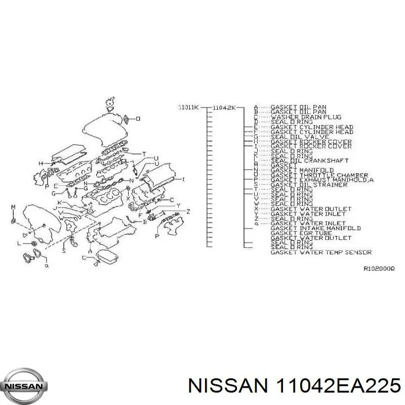 Купити 11042EA225 Nissan/Infiniti Комплект прокладок двигуна, верхній