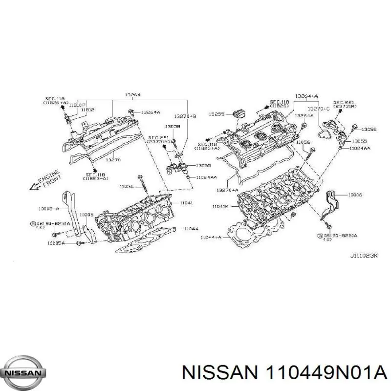 11044JK21A Nissan прокладка головки блока циліндрів (гбц, права)