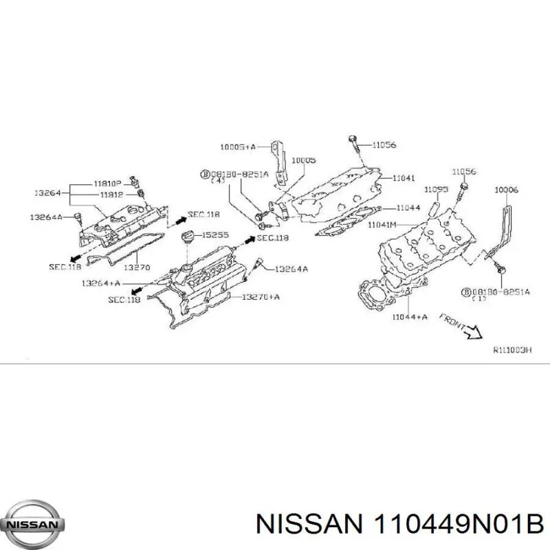 110449N01B Nissan прокладка головки блока циліндрів (гбц, ліва)