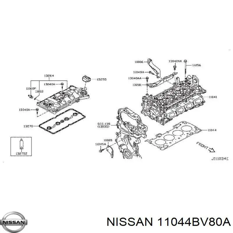 11044BV80A Nissan прокладка головки блока циліндрів (гбц)