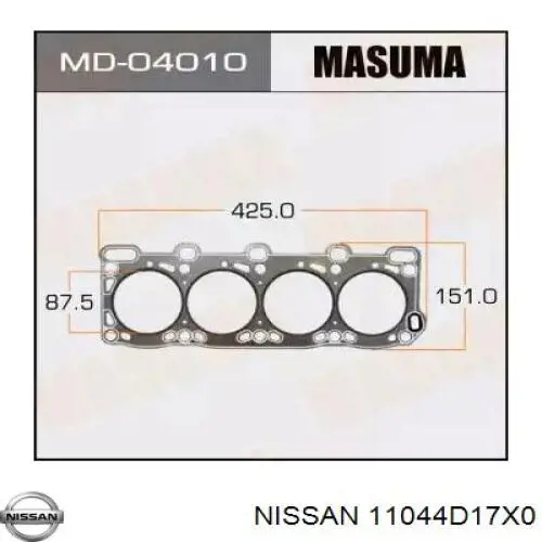 11044D17X0 Nissan/Infiniti Прокладка під головку