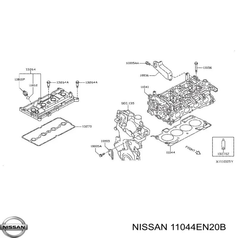 11044EN20B Nissan прокладка головки блока циліндрів (гбц)