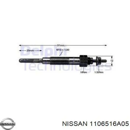 Свіча накалу Nissan/Infiniti 1106516A05 ціна, від 4.39 USD