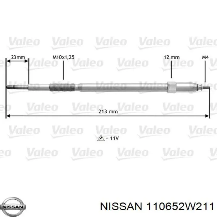 Свічка накалу 110652W211 Nissan