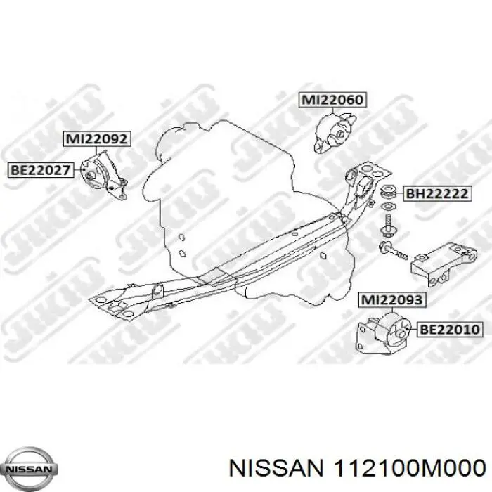 Права подушка двигуна Nissan/Infiniti 112100M000 ціна, від 10.61 USD