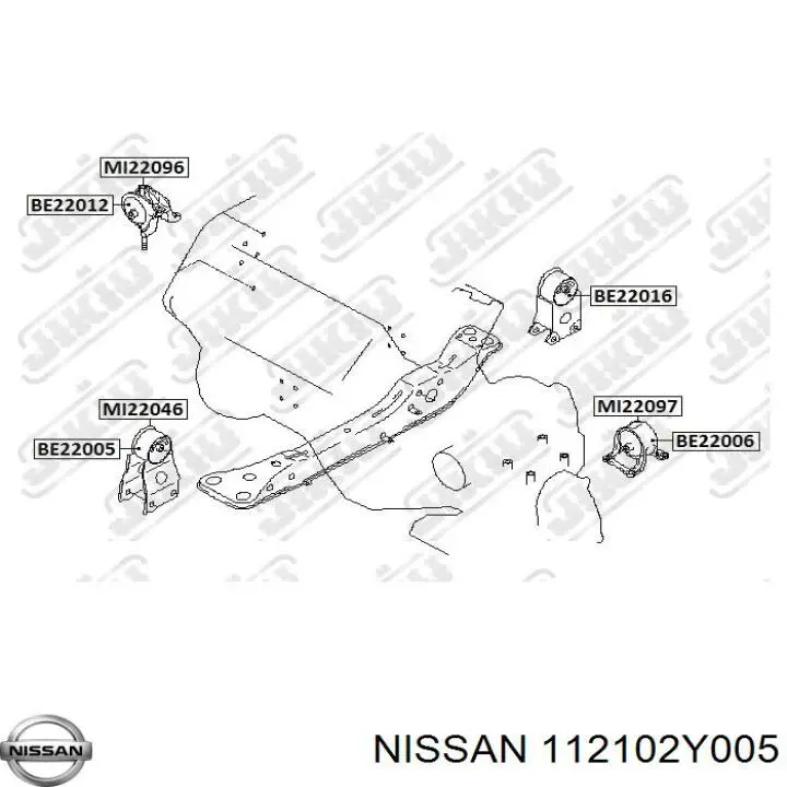 112102Y005 Nissan подушка (опора двигуна, права)