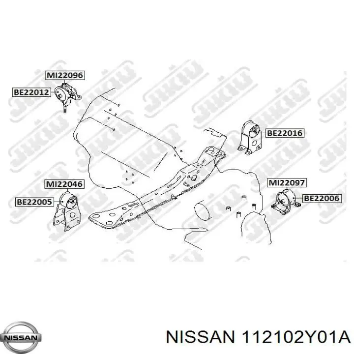 Подушка (опора) двигуна, права 112102Y01A Nissan