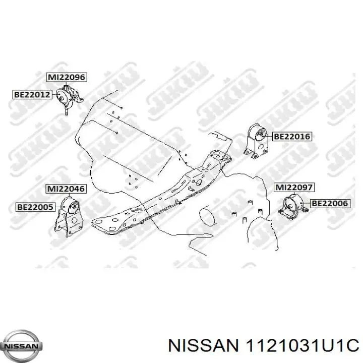 Подушка (опора) двигуна, права S2227025 Polcar