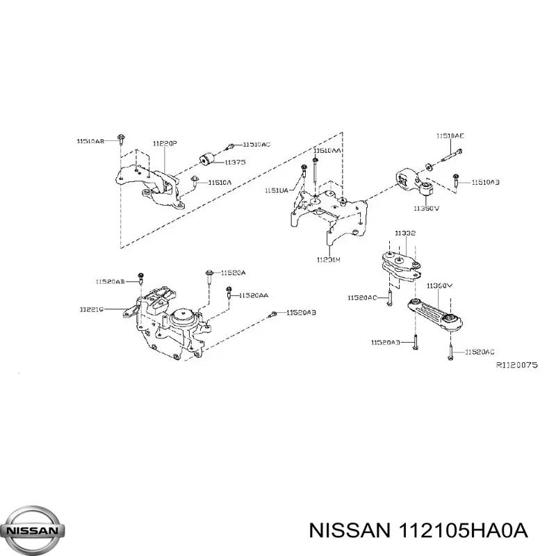 112105HA0A Nissan подушка (опора двигуна, права)