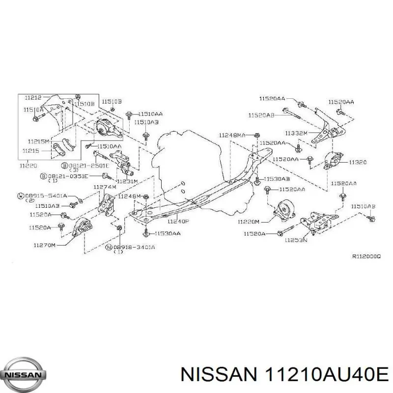 11210AU40E Nissan/Infiniti Права подушка мотора