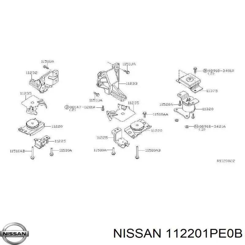 Подушка (опора) двигуна, передня Nissan/Infiniti 112201PE0B ціна, від 35.87 USD
