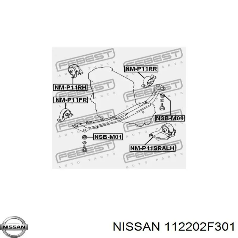112202F301 Nissan подушка (опора двигуна, ліва)