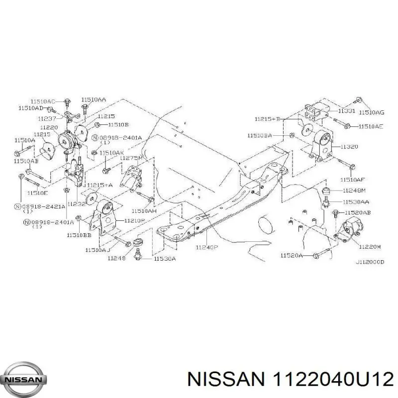 Подушка (опора) двигуна, ліва 1122040U12 Nissan/Infiniti