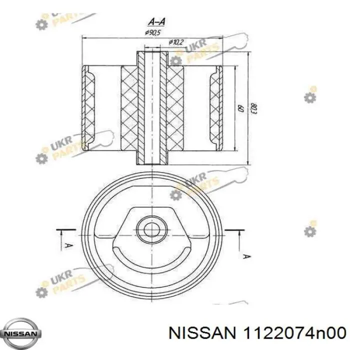 1122074N00 Nissan подушка (опора двигуна, ліва)