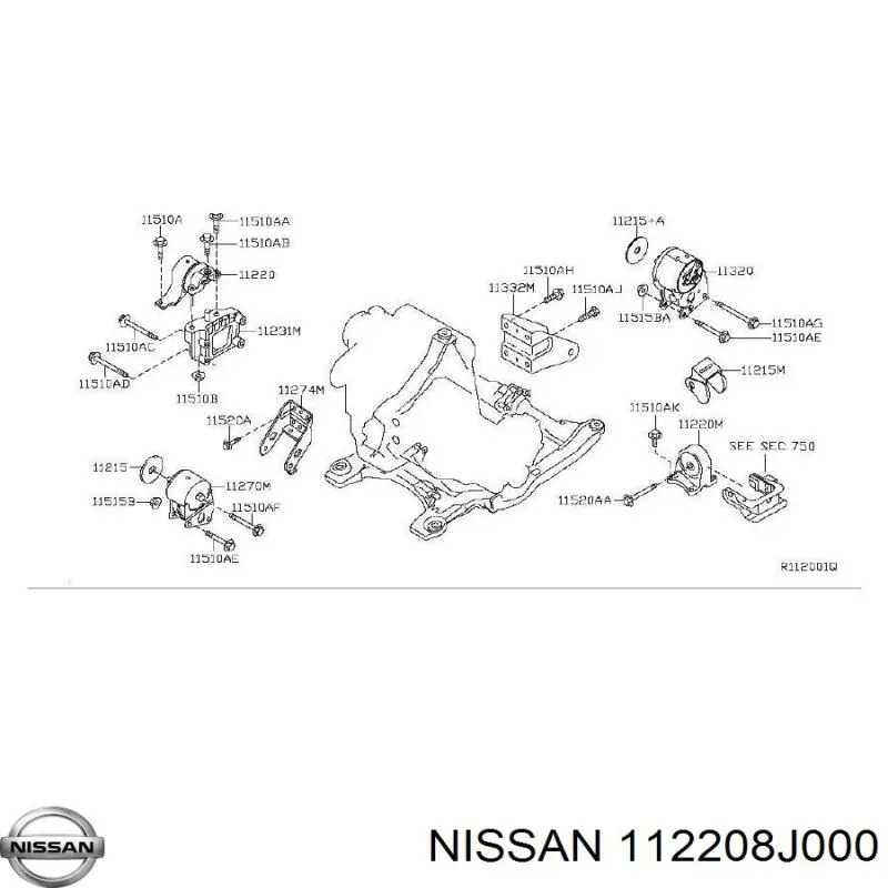 112208J000 Nissan/Infiniti Подушка передньої опори двигуна