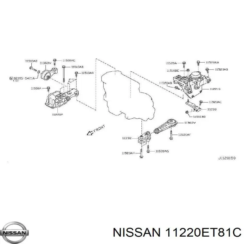 11220ET81B Nissan подушка (опора двигуна, ліва)