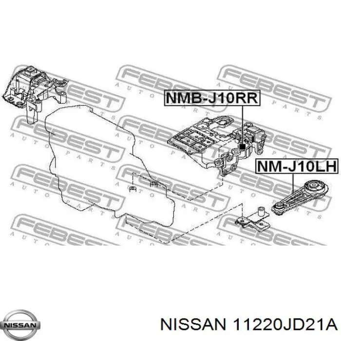 11220JD21A Nissan подушка (опора двигуна, задня)