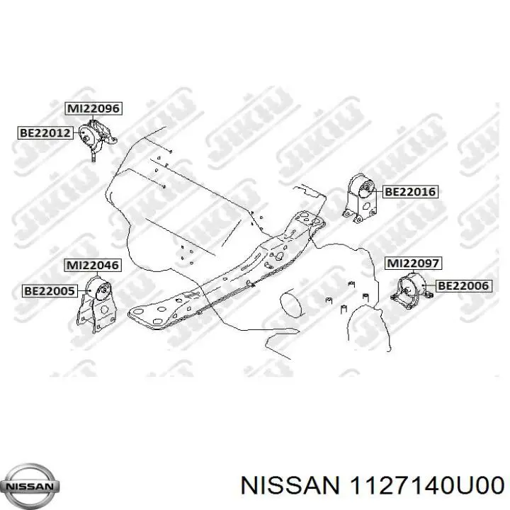 1127140U00 Nissan/Infiniti Подушка (опора) двигуна передня (сайлентблок)